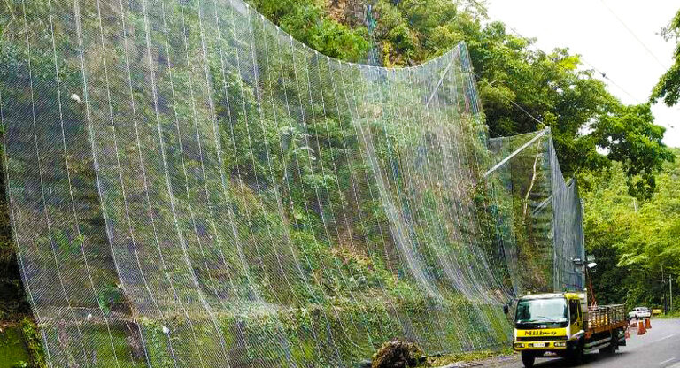 Construction of Road Slope Protection using Curtain Net - Atimonan, Quezon Province